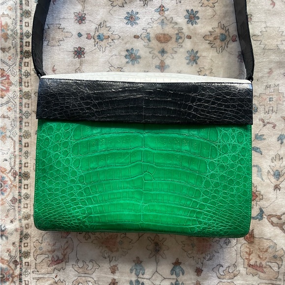 Nancy Gonzalez Green and Black Crocodile Crossbody Bag - Picture 3 of 8